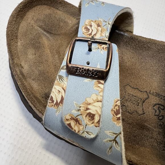 BIRKIS By Birkenstock Michele Slide Sandals Blue Floral Size Womens EU 37 L6 M4 - Picture 3 of 13